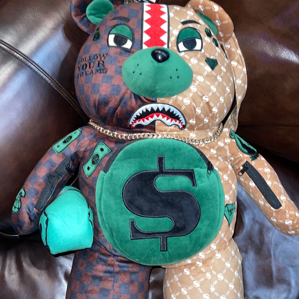 Sprayground plush velvet money teddy bear backpack